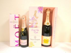 VEUVE CLICQUOT Rose Champagne 75cl 12.5% abv. and MOET ET CHANDON Rose Imperial Champagne 375ml 12%,
