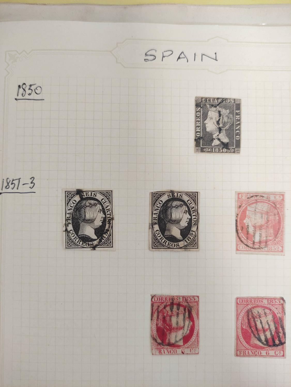 Two folders of early Spanish postage stamps many 1850s imperforated and later issues. To include - Image 8 of 9