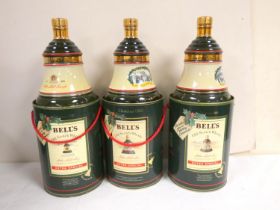 Three bottles of BELLS blended Scotch whisky to include Christmas 1988 and Christmas 1989 and