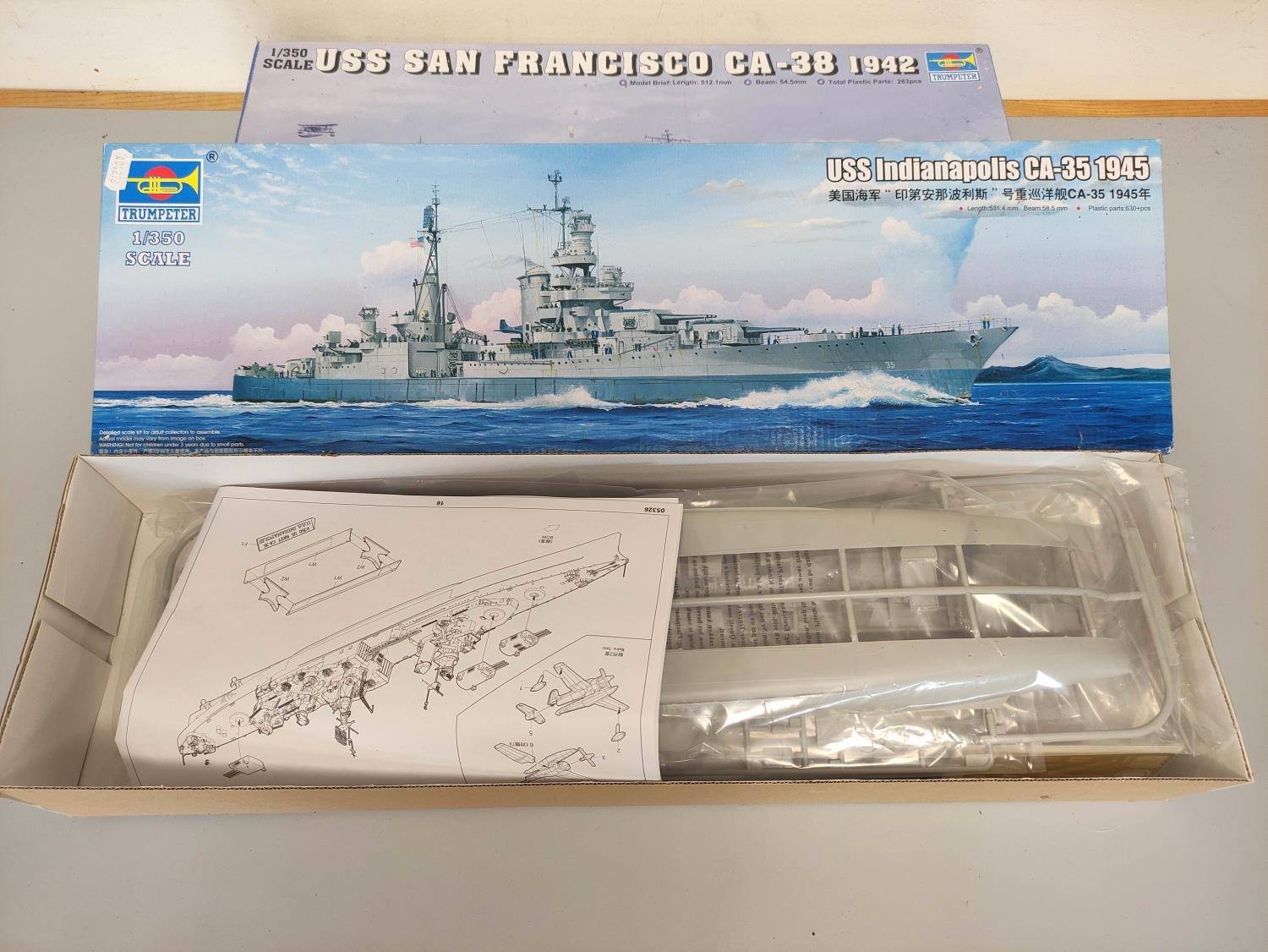 Trumpeter. Two boxed 1:350 scale model ships to include USS San Francisco CA-38 1942 No.05309, and - Image 4 of 4