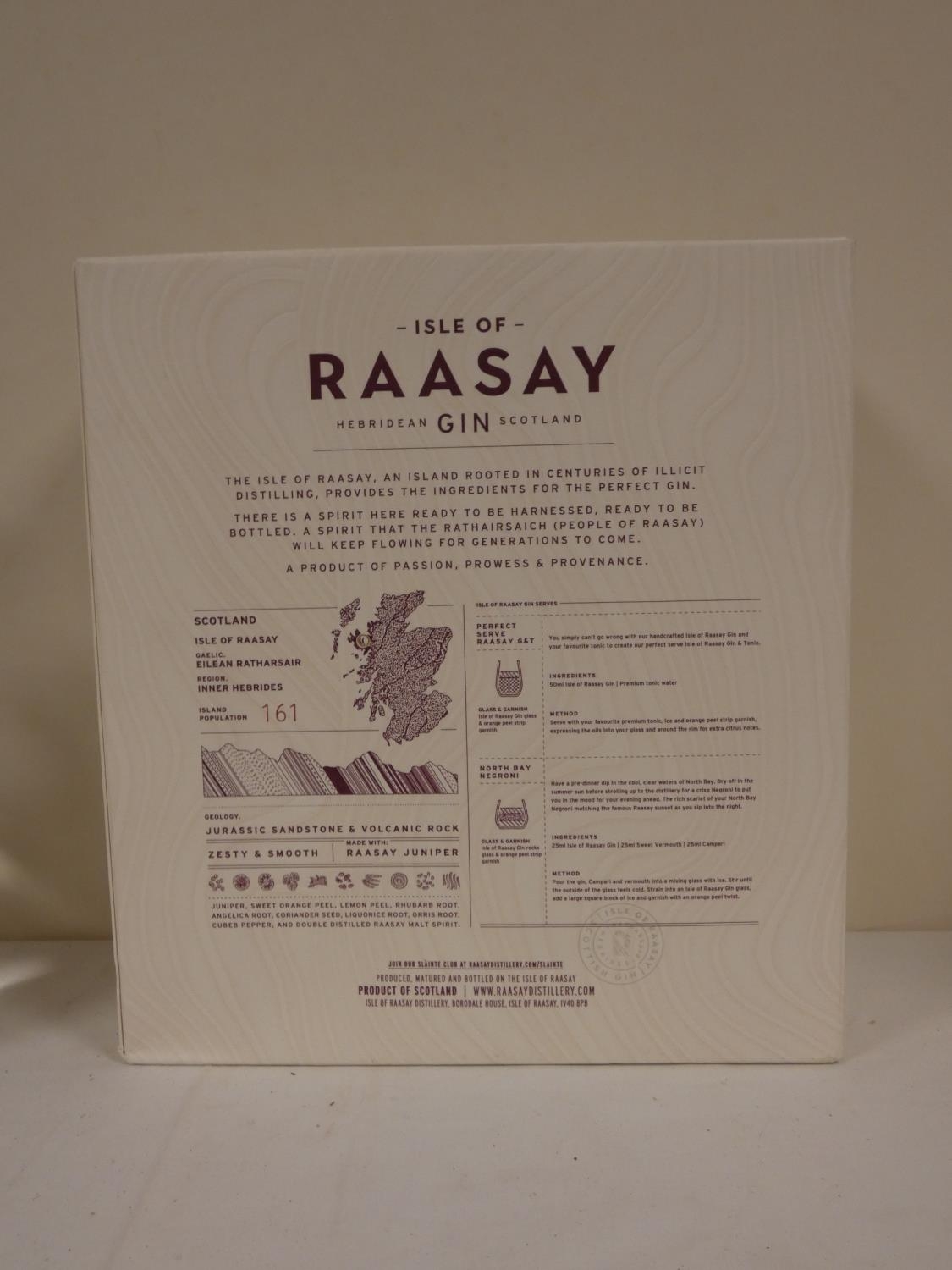 Two bottles of gin to include ISLE OF RAASAY gift set with two tasting glasses 46% abv. 70cl boxed - Image 3 of 4