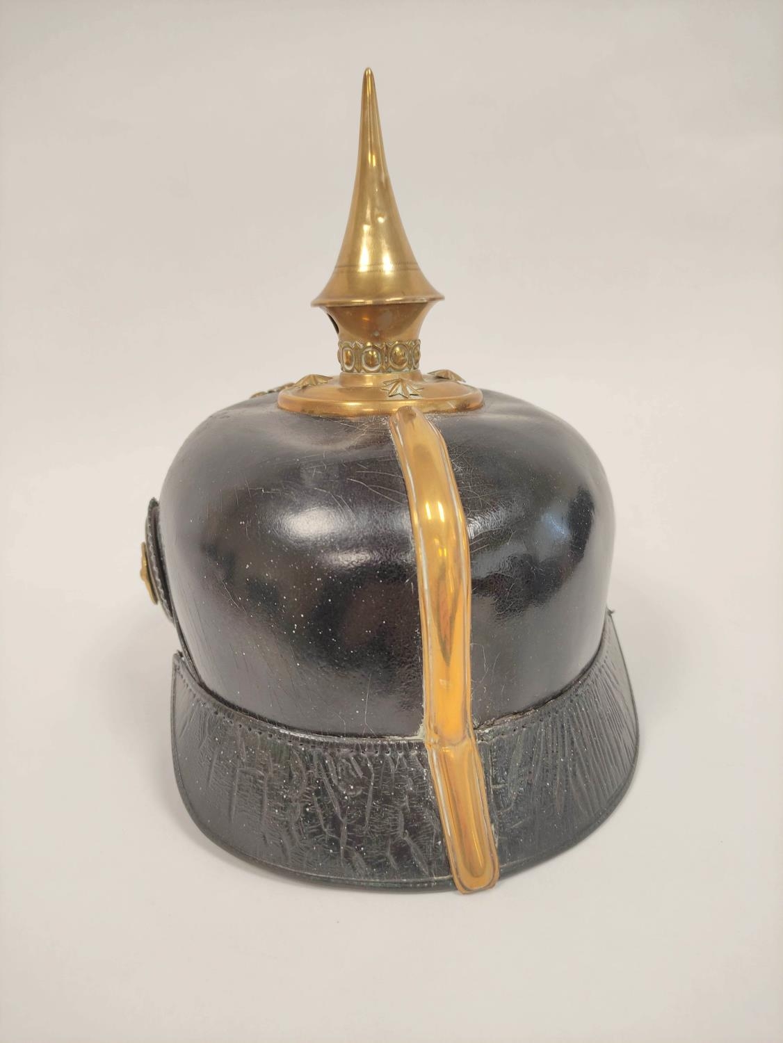 Imperial German Pickelhaube spiked officer's helmet model 1897. The helmet of black leather - Image 4 of 7
