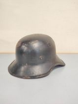 WW2 Third Reich German Civilian Police / Fire Police Steel Helmet, black painted civilian pattern