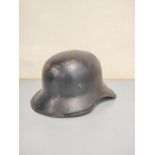 WW2 Third Reich German Civilian Police / Fire Police Steel Helmet, black painted civilian pattern