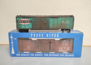 Pecos River. A boxed HO B&O Double Door Box Car 2-rail Coach SB-0120-2, and another similar in N.Y