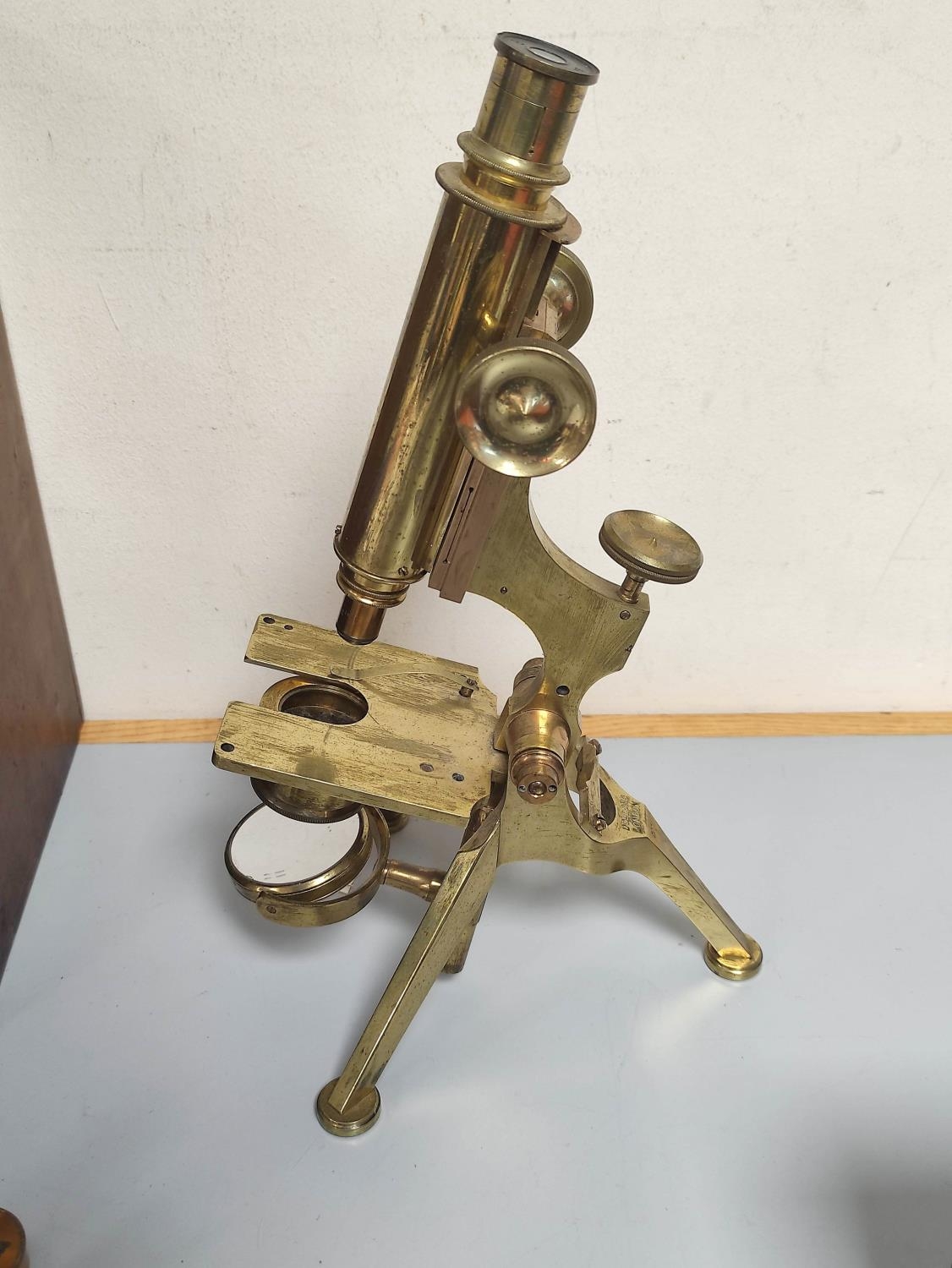 A 19th century monocular microscope by Dollond of London c1880s signed on the foot ''Dollond - Image 5 of 6