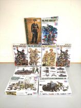 Tamiya. Box of 1:35 scale figurines to include German Assault Troops, German Panzer Grenadiers,