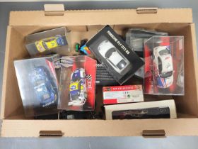 Collection of model racing cars to include a SCX Porsche 911 GT3 Cup 64680, Ninco Porsche 997 GT3