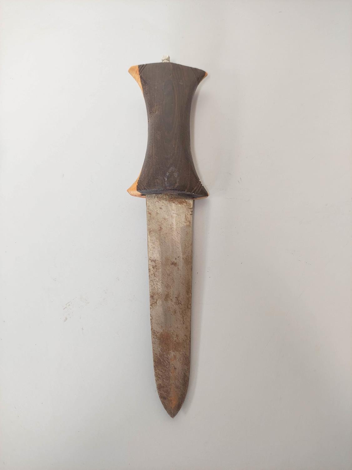 A Sudanese arm knife with tapering straight blade and carved wooden hilt. Contained in tooled - Image 3 of 6