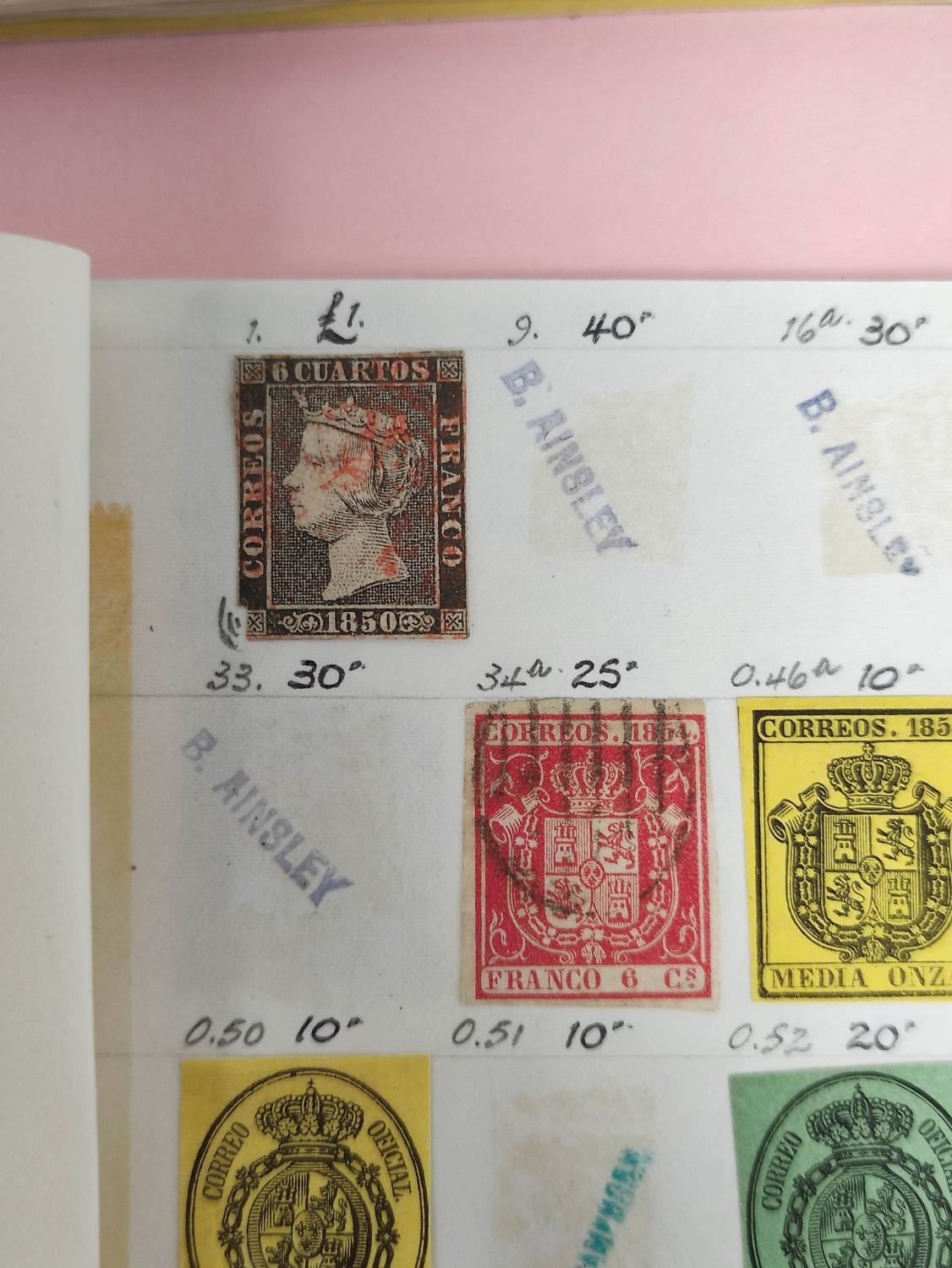 Two folders of early Spanish postage stamps many 1850s imperforated and later issues. To include - Image 3 of 9