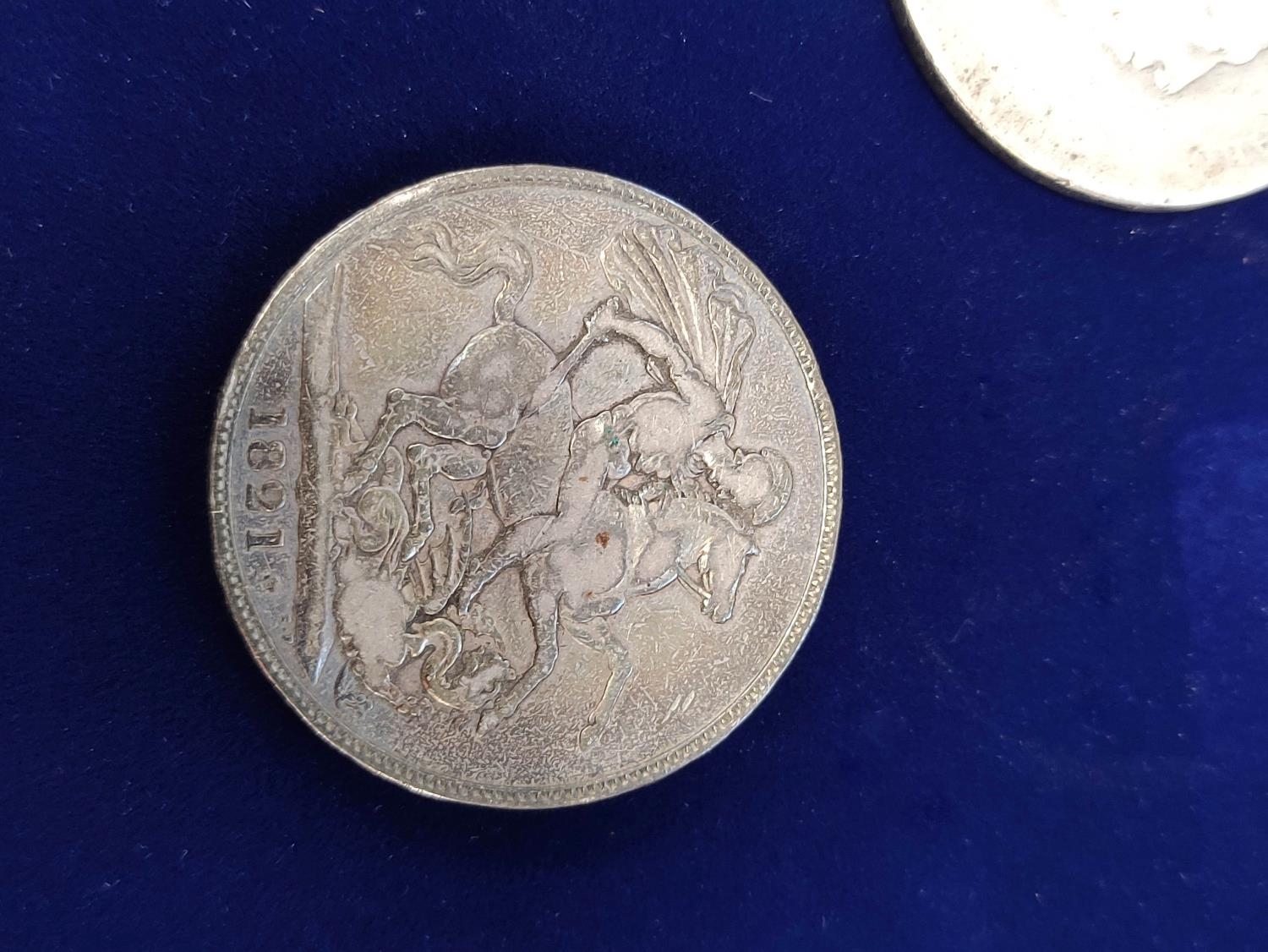 United Kingdom. George IV 1821 silver crown, and another George III crown. (2) - Image 3 of 5