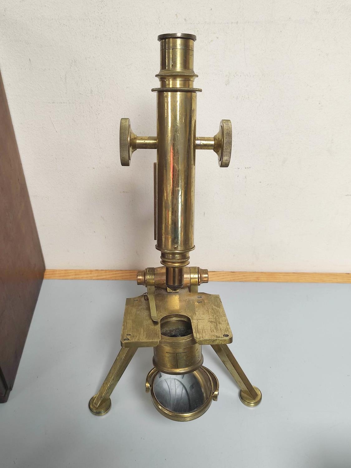 A 19th century monocular microscope by Dollond of London c1880s signed on the foot ''Dollond - Image 4 of 6