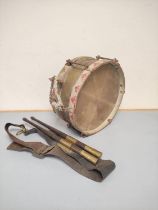 Scarce 1930's German Third Reich Hitler Youth Hitler-Jugend marching drum with wooden body and red