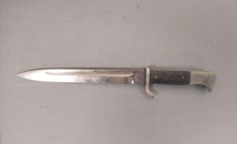 WW2 German short pattern k98 dress bayonet with black checkered grip and ricassso bearing maker's