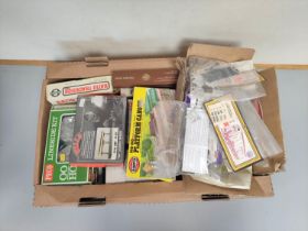 Box of model railway components and scenery construction kits to include Ratio Trackside Concrete