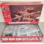 Airfix. Boxed 1:24 scale De Havilland Mosquito FB.VI model. Kit no. A25001A. Complete and components