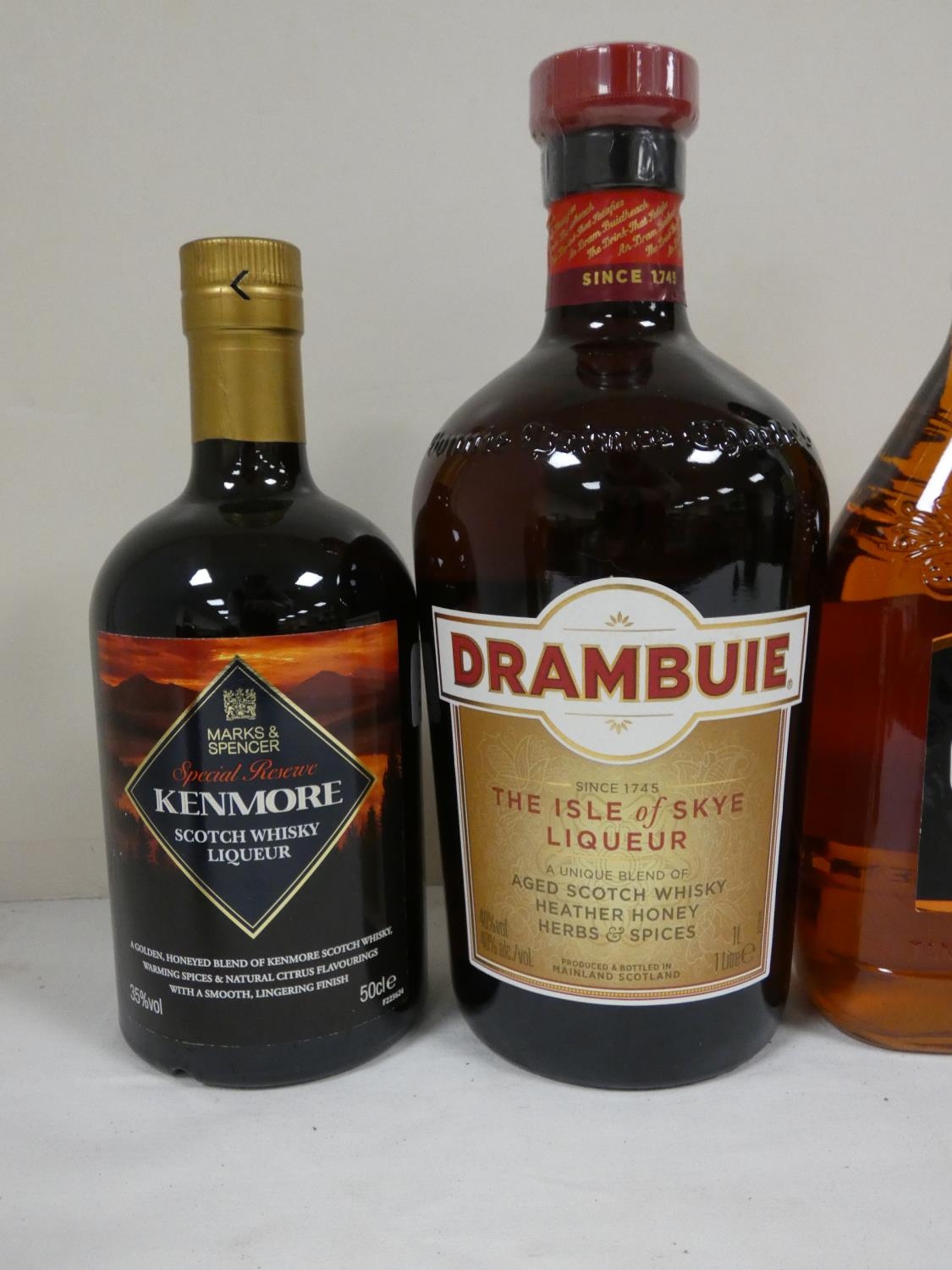 Five bottles of whisky liqueur to include DRAMBUIE 40% abv. 1litre, GLAYVA 35% abv. 70cl, KENMORE - Image 3 of 4