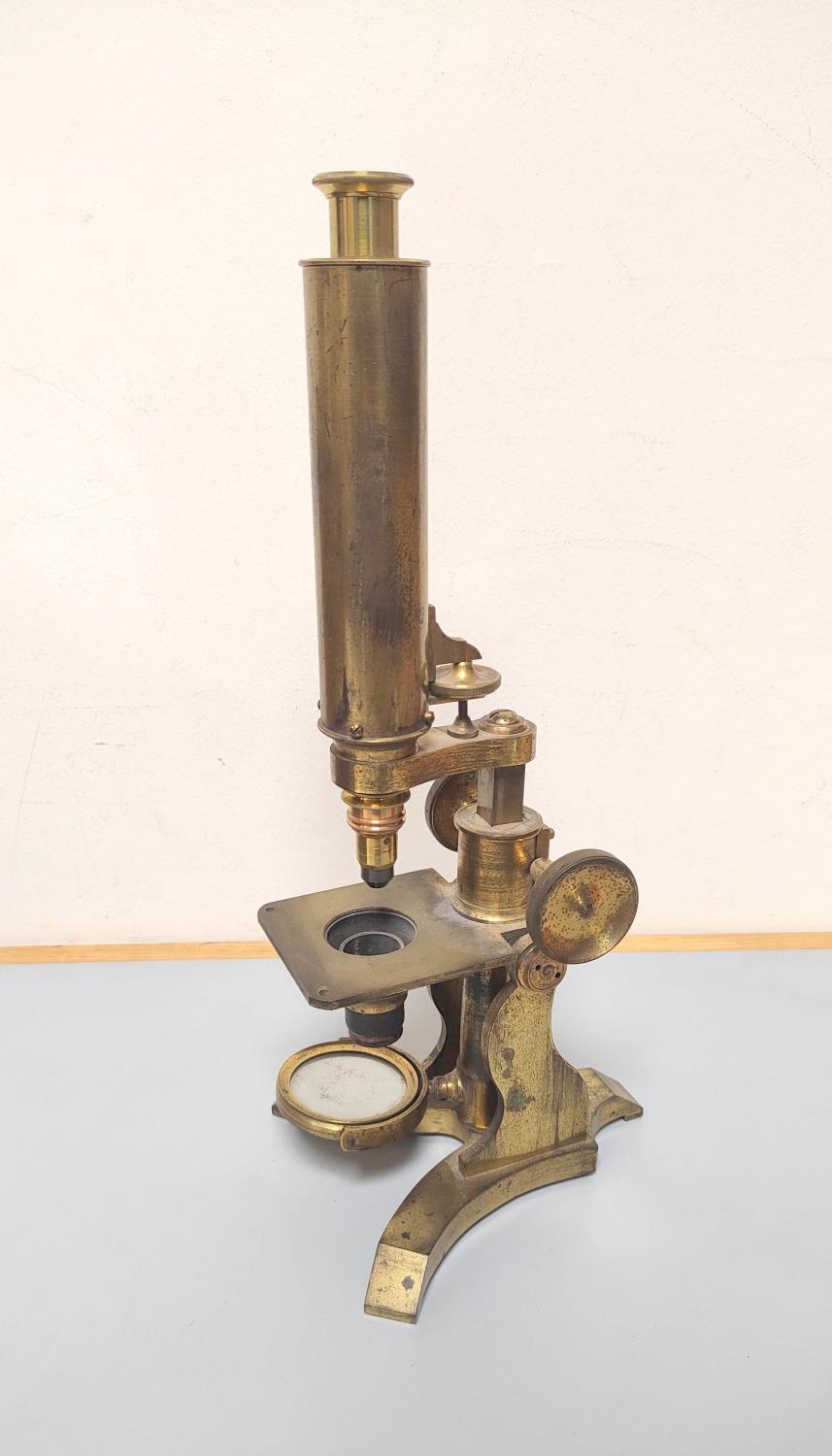 A monocular microscope by James How, London, c1850, signed on the foot ''James How, 2 Foster Lane - Image 2 of 8