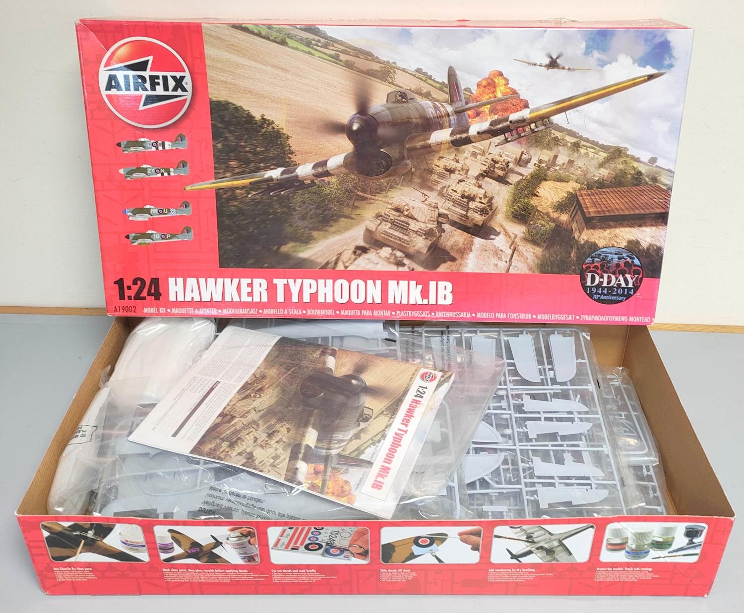 Airfix. Boxed 1:24 scale Hawker Typhoon Mk IB D-Day Anniversary 1944-2014 model. Kit no. A19002.