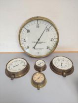 Group of 20th century P.S.I pressure gauges the largest measuring 32cm in diameter and by Peter