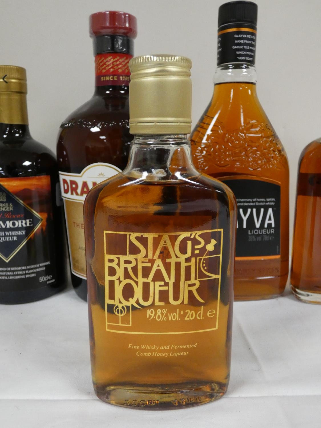 Five bottles of whisky liqueur to include DRAMBUIE 40% abv. 1litre, GLAYVA 35% abv. 70cl, KENMORE - Image 2 of 4