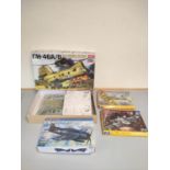 Group of boxed model construction kits to include a 1:48 scale Academy Hobby Model Kits CH-46A/D "US