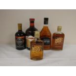 Five bottles of whisky liqueur to include DRAMBUIE 40% abv. 1litre, GLAYVA 35% abv. 70cl, KENMORE