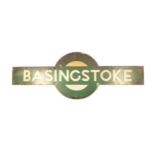 Southern Railways green and white enamel station sign 'Basingstoke'  33cm x 91.5cm.