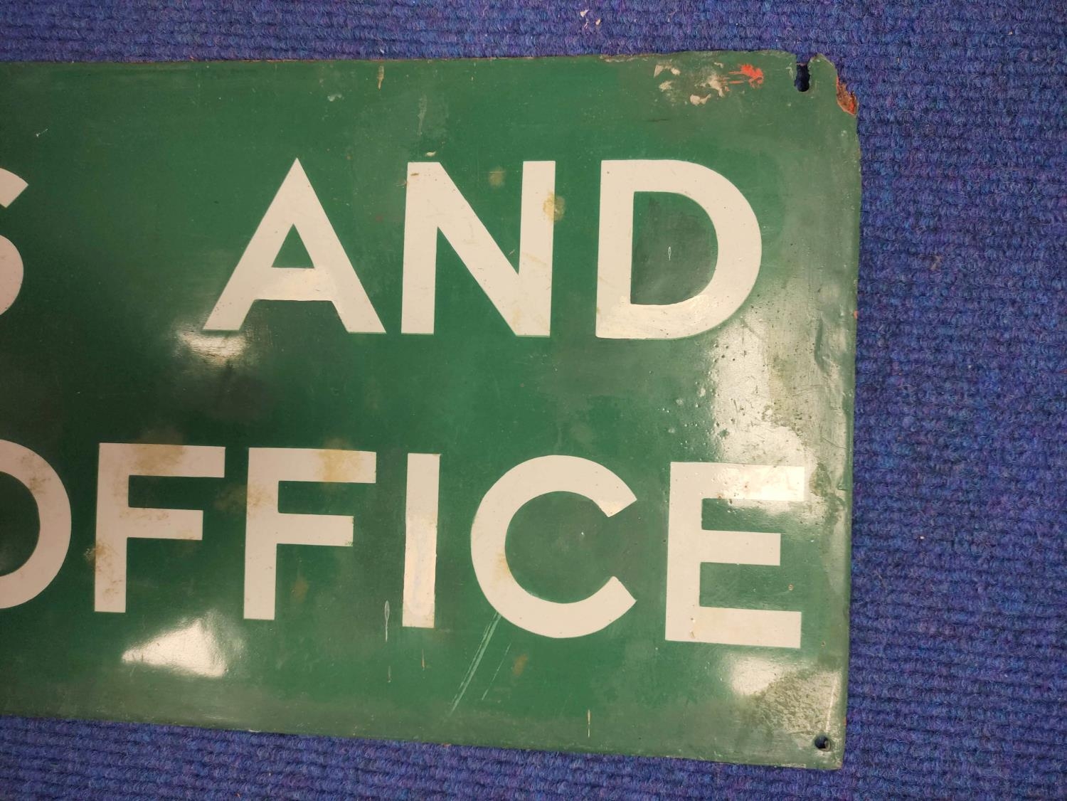 Parcels & Goods Office green and white enamel station sign 30cm x 92cm. - Image 2 of 5