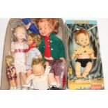 Rosebud Pebbles Flinstone doll (c.1965) boxed, a large pull string doll in green corduroy jacket,