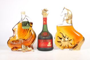 Three bottles of Cognac to include LARSEN Viking Ship, no abv. or vol. stated, (cork split),