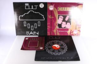 Collection of The Cult records and singles to include Rain with poster, Revolution EP, She Sells