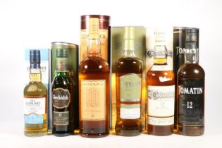 Six bottles of single malt Scotch whisky to include GLENMORANGIE 10 year old with stills label to