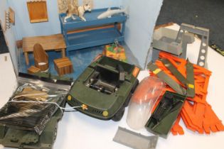 Action Man Training Tower, a homemade War Room (Command Centre), vehicle etc.