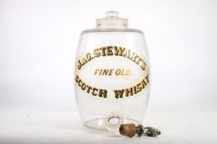 Late 19th or early 20th century bar or shop counter top glass whisky dispenser jar 'J&G Stewart's