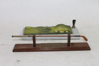 Golfing interest, a desk top paperweight model of a 1850s style hickory shafted long nose wood after