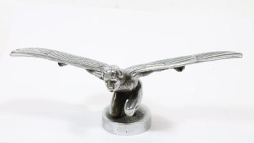 Automobilia interest, an AEL (A E Lejeune) chromed metal car mascot in the form of a man with wings,