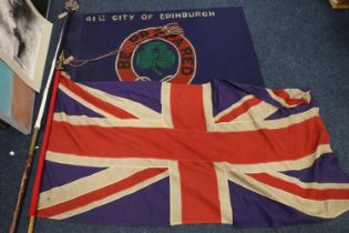 Girl Guides interest, a large flag on pole of the 41st city of Edinburgh Guides with 'Be Prepared'