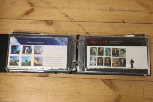 Merlin blue leatherette binder album of GB Royal Mail mint stamp presentation packs spanning 2005-