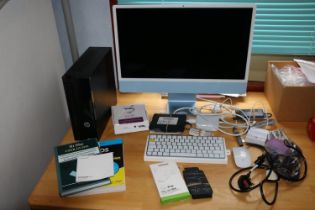 Apple 24 inch MI Imac 2021 model with Magic keyboard boxed, Apple smart keyboard and mouse, HP Intel