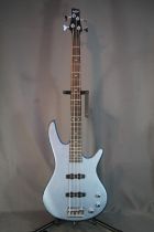 Ibanez Gio four string electric bass guitar in metallic blue in soft case, 112cm tall.