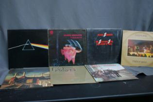 Collection of 70's records to include Pink Floyd Dark Side of the Moon with posters and postcard,