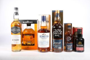 Six bottles of single malt Scotch whisky to include THE GLENROTHES 12 year old 70cl 40% abv.