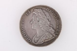 UNITED KINGDOM King George II (1727-1760) silver half crown 1739 Dvodecimo, roses in all four