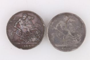 UNITED KINGDOM King George IV (1820-1830) silver crown 1822 Tertio S3805 and another 1821