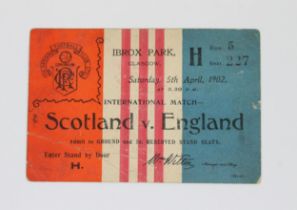 1902 Ibrox Park disaster, a Scotland vs England International football match day ticket, Saturday