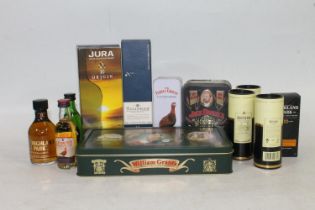 Miniature bottled of whisky to include JURA 10 year old 35cl 40% abv. boxed, TALISKER 10 year old