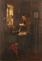 CHARLES SPENCELAYH RMS HRBSA (British 1865-1958) *ARR* Interior scene with elderly gentleman wearing