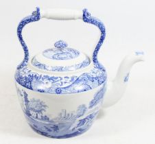 Large Spode Italian pattern blue and white kettle, H32cm.