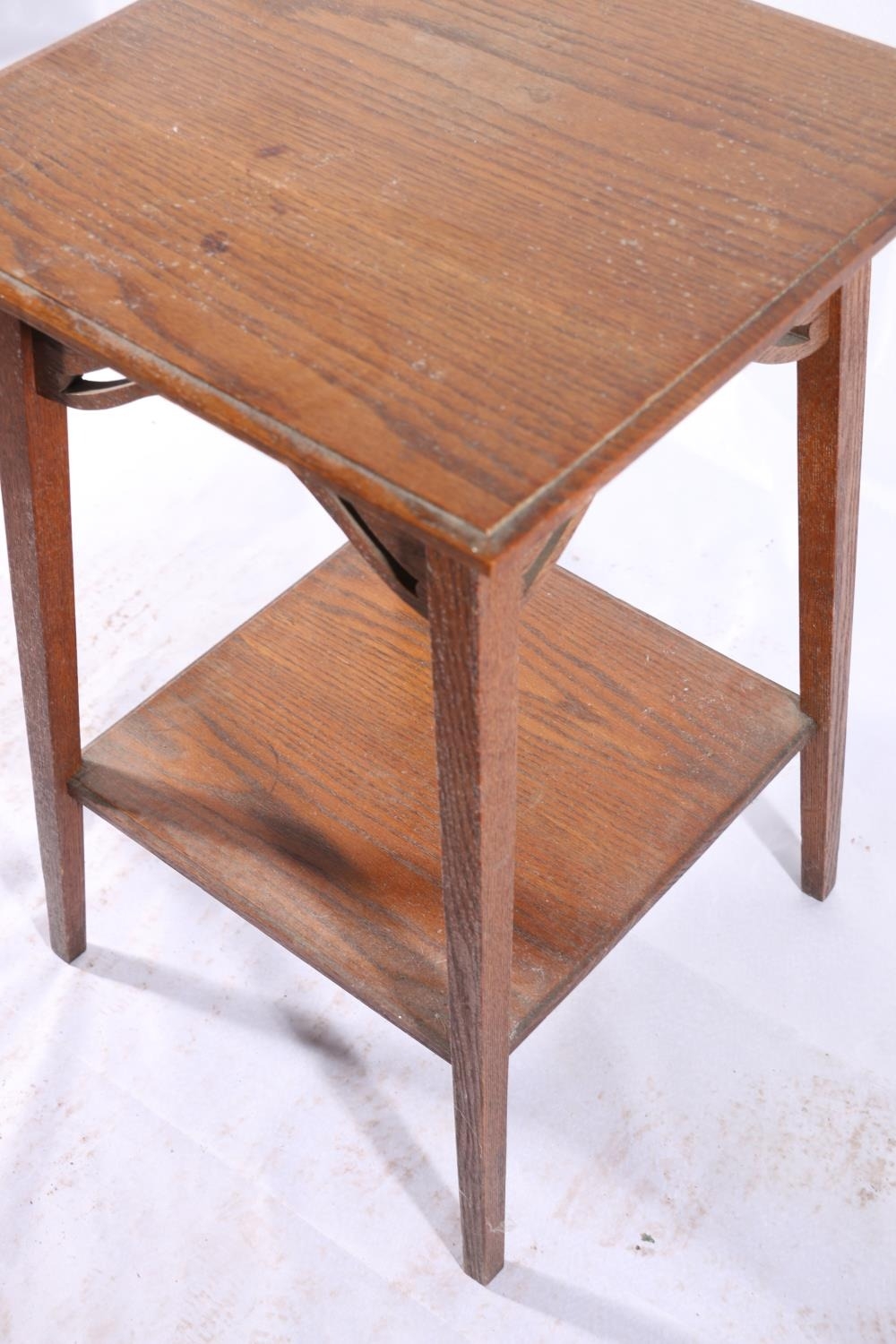 Arts & Crafts style oak occasional table, c1900, in the manner of Liberty and Co., of square top - Image 3 of 4